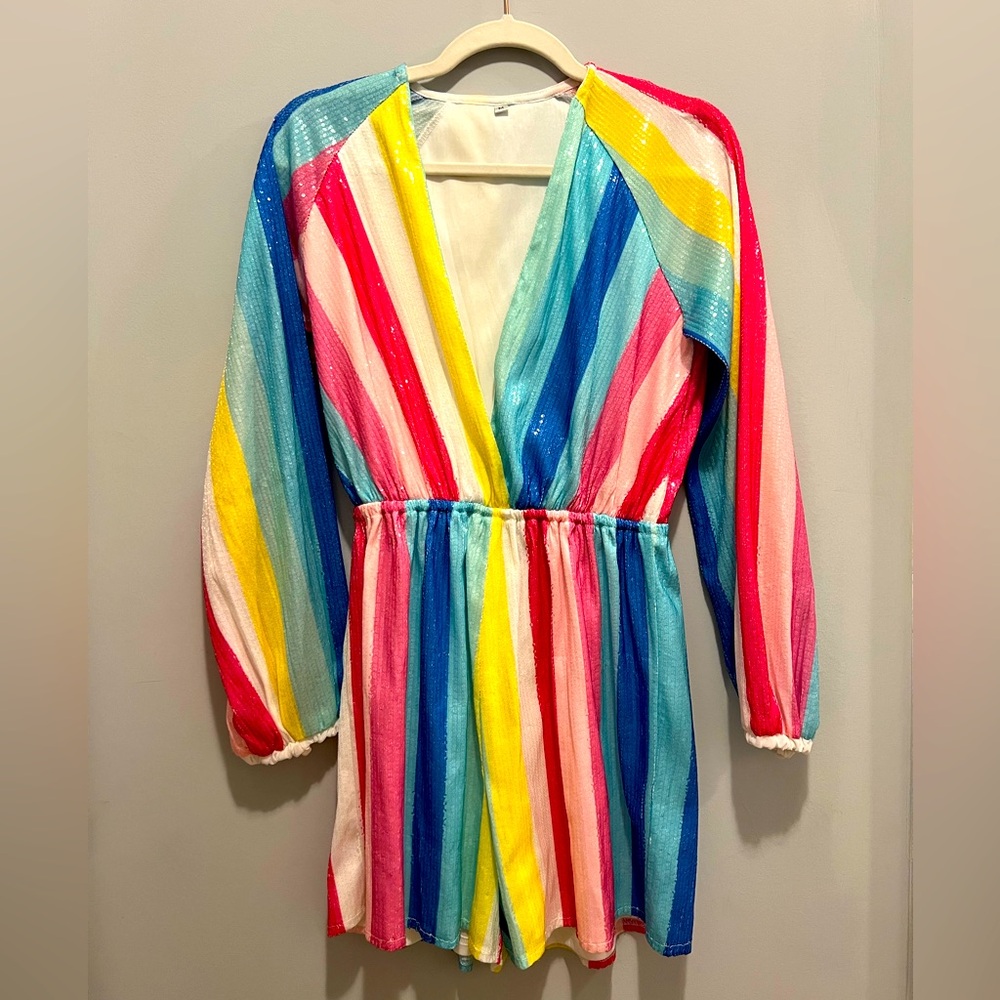 Rainbow sequin romper